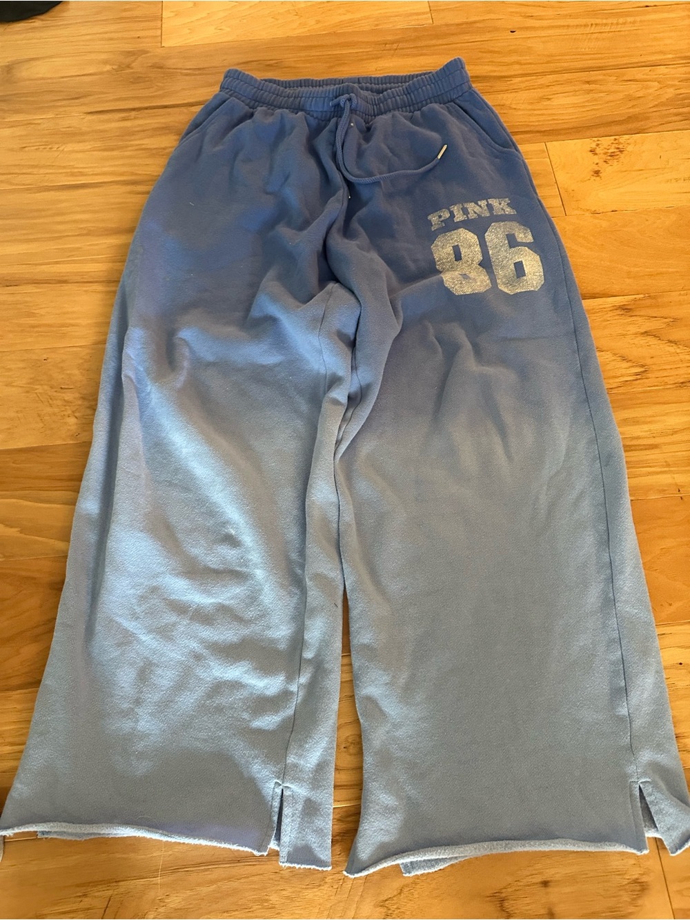 PINK Victoria's Secret Blue 86 wide leg Sweatpants track pants pockets